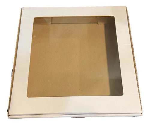 cod: 4016 (25u) CAJA PARA DESAYO O TORTA 24 CON VISOR - medida: 28.5x28.5x6.5