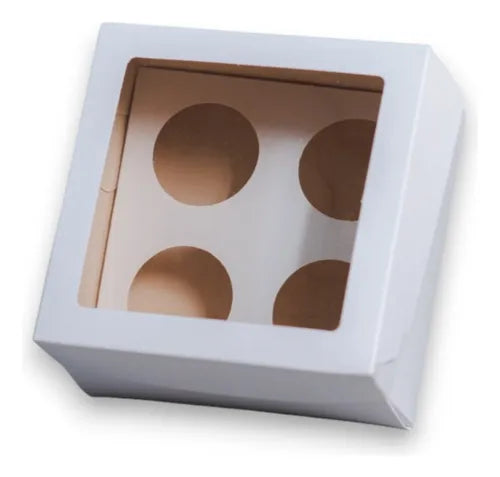cod: 3004 (25u) CAJA 4 CUPCAKE CON CA VISOR PVC  U 052Q4 - medida: 18x18x6