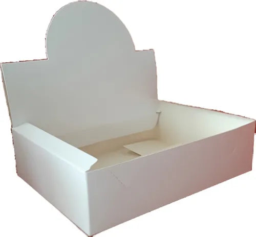 cod: 2186 (100u) CAJA PARA 12 ALFAJORES C/PESTAÑA EXHIBIDORA - BLANCA - medida: 0x0x0