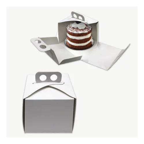 cod: 2682 (50u) CAJAS PARA TORTA INDIVIDUAL MINI 11.5.5  50 MANIJA - medida: 11.5x11.5x10
