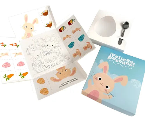 cod: 3076 (10u) CAJA INFANTIL HUEVO DE PASCUA O MEDIO HUEVO CON SOPORTE - medida: 19x16x10
