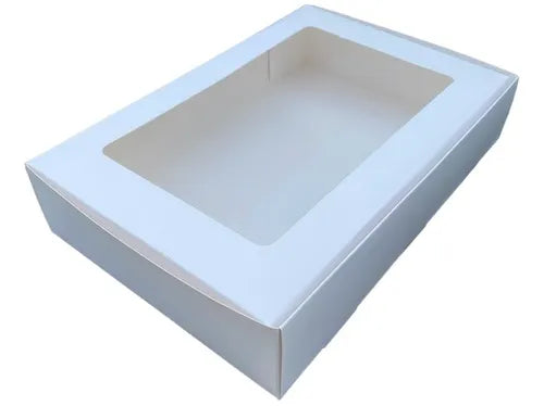 cod: 4084 (20u) CAJAS COLOR BLANCO  CON VISOR PARA AJUAR BEBÉ - medida: 30x20x6