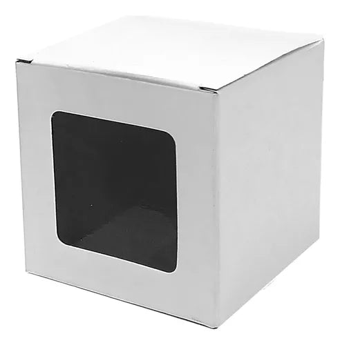 cod: 2749 (10u) CAJA CON VISOR PARA TAZA BLANCO SOUVENIR - medida: 12.5x11.3x10.5