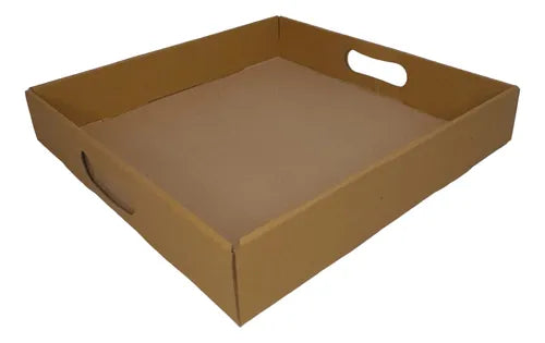 cod: 156 (10u) BANDEJA 30X30X5 DESAYUNO KRAFT CORRUGADO AUTOARMABLE (10U) COD: 156 - medida: 30x30x5