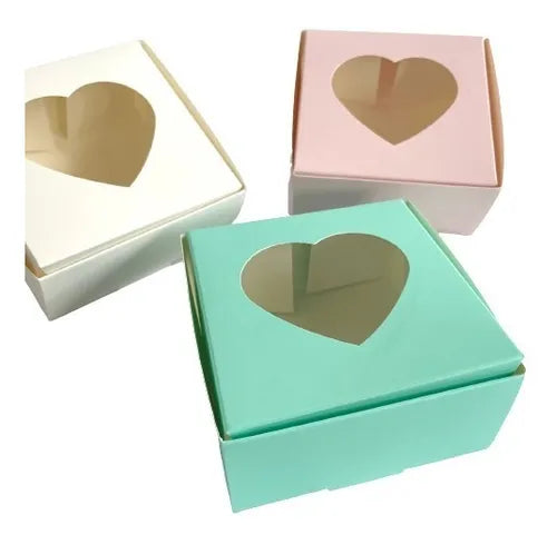 cod: 2559 (10u) CAJA AGUAMARINA VISOR  BOMBONES - medida: 10x10x5