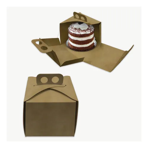 cod: 2683 (50u) CAJAS PARA TORTA INDIVIDUAL MINI KRAFT 11.5.5  50 - medida: 11.5x11.5x11.5