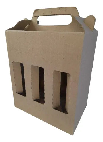 cod: 241 (10u) CAJA 18X12X21 PORRON X 6 KRAFT CORRUGADO MALETIN (10U) COD: 241 - medida: 21x18x12