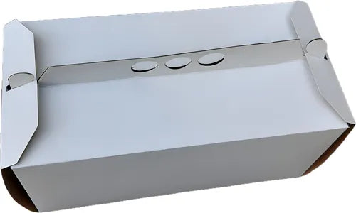 cod: 3576 (25u) CAJA BUDÍN PORCIÓN DE TORTA  BLANCA KRAFT  25 - medida: 24x12x11