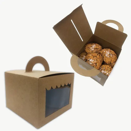 cod: 2870 (100u) CAJA PARA COOKIES GOLOSINAS REGALOS C/ VISOR KRAFT - medida: 15x15x15