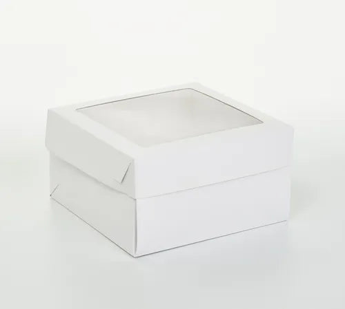 cod: 3008 (50u) CAJA MEDIANA   C/VISOR U. TORTAS POSTRES SANDWICH LCH REGALOS PVC ACETATO - 052 BAULETTO - medida: 18x18x6.5