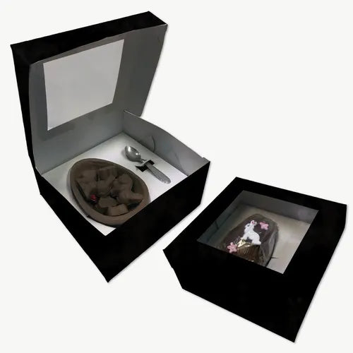 cod: 3282 (10u) CAJAS PARA MEDIO HUEVO DE PASCUA  Nº10 Y 15  NEGRA - medida: 20x20x20
