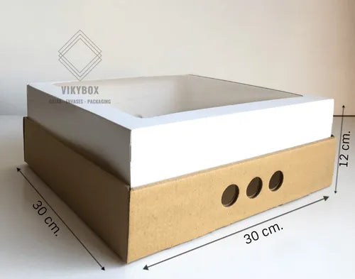 cod: 4144 (10u) CAJA PARA DESAYO O TORTA - medida: 30x30x15
