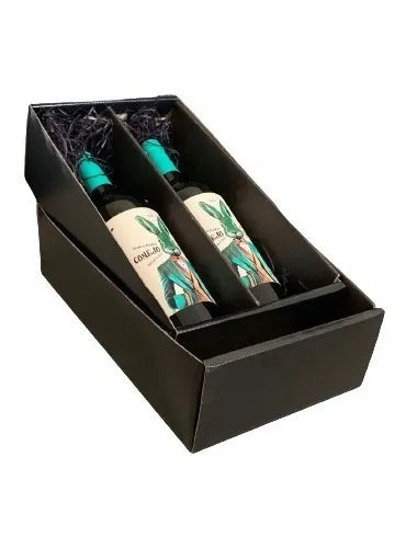 cod: 4363 (15u) CAJA DE CARTÓN NEGRA CON TAPA VINOS 2 BOTELLAS  NEGRO - medida: 34x19x10