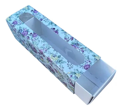 cod: 2915 (5u) CAJA RECTANGULAR CARTULINA ESTAMPADA MACARONS CHOCOLATES - medida: 16x5x5