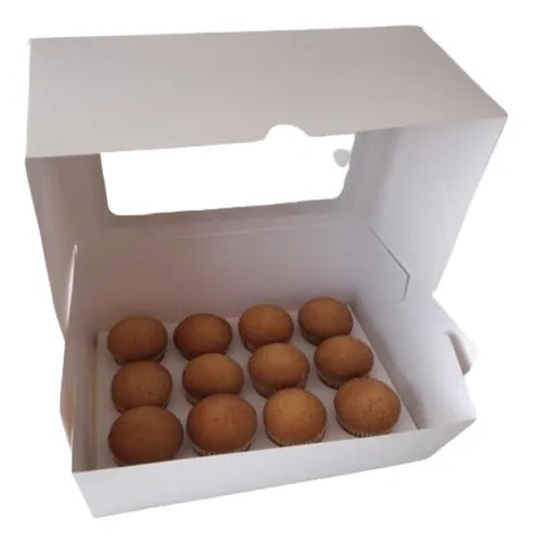 cod: 3702 (10u) CAJA CON VISOR PARA 12 MINICUPCAKES - SHOT - medida: 25x17x11