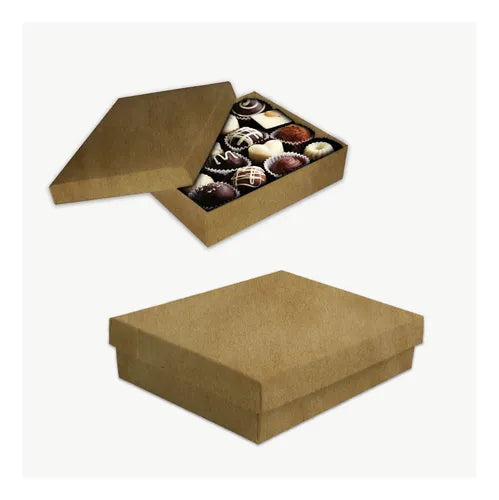 cod: 2758 (100u) CAJAS PARA BOMBONES 1/4 KG  KRAFT BIJOREGALOS - medida: 12.5x10x10