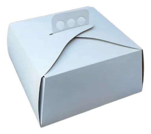 cod: 3669 (5u) CAJA PARA TORTA  PANADERIA BLANCA CARTULINA - medida: 25x25x15