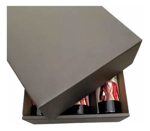 cod: 4365 (80u) CAJA NEGRA DE CARTÓN ECOMMERCE - 3 BOTELLAS  NEGRO - medida: 34x28x10