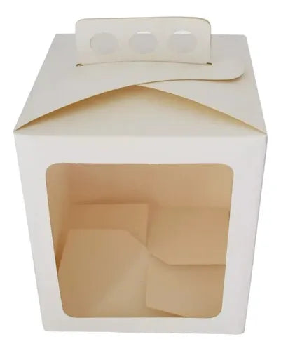 cod: 3180 (10u) CAJAS CON VISOR MINI TORTA ALTA  BLANCAS - medida: 20x17x0