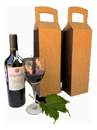 cod: 4468 (1u) CAJA CARTÓN CORRUGADO RECICLADO VINO - 1 BOTELLA - medida: 38.5x9x8.5