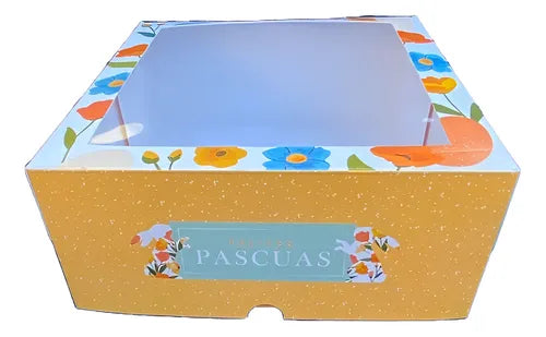 cod: 3542 (10u) CAJAS ESTAMPADAS PASCUA  IDEAL ROSCA TORTA - medida: 23x23x13