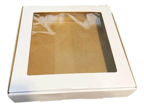 cod: 4018 (100u) CAJA DESAYO TORTA REPA SANDWICH BLANCA VISOR 28 - medida: 28.5x28.5x6.5