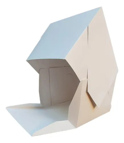 cod: 2841 (10u) CAJA CARTULINA BLANCA TORTA CHICA APERTURA FRONTAL - medida: 15x15x8.5