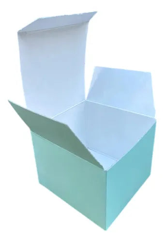 cod: 2488 (10u) CAJA CHICA CARTULINA COLOR  SOUVENIR MACARON COOKIES - medida: 7x7x6
