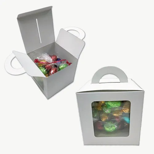 cod: 2665 (50u) CAJAS PARA HUEVOS DE PASCUA Nº 3 Y 4  CON VENTANA - medida: 11.4x11.4x11.4
