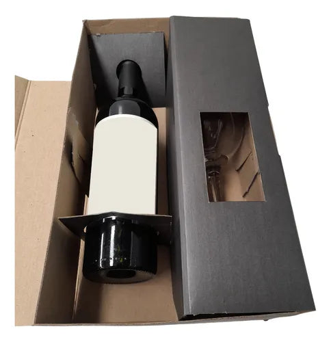 cod: 245 (10u) CAJA 34X20X10 COPA VINO NEGRO LAMINADO AUTOARMABLE (10U) COD:245 - medida: 34x20x10